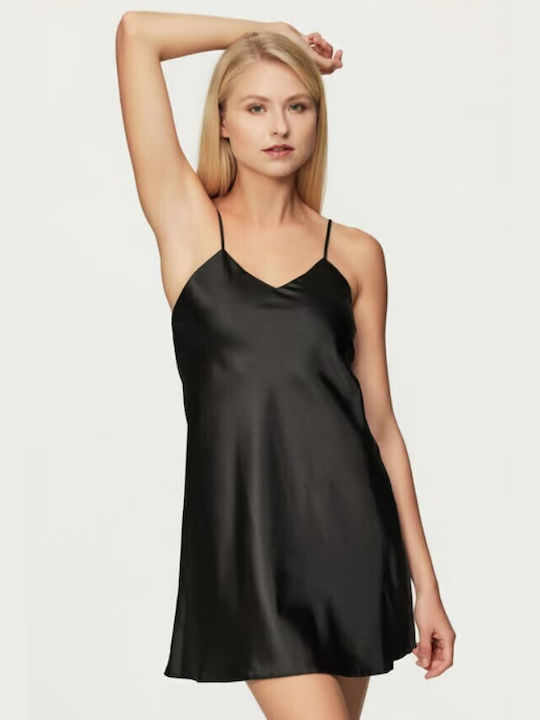 Dkaren Winter Satin Women's Nightdress Black Karen 121694