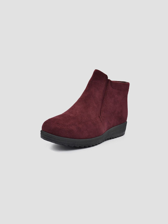 Joya Women's Platform Ankle Boots with Fur Burgundy