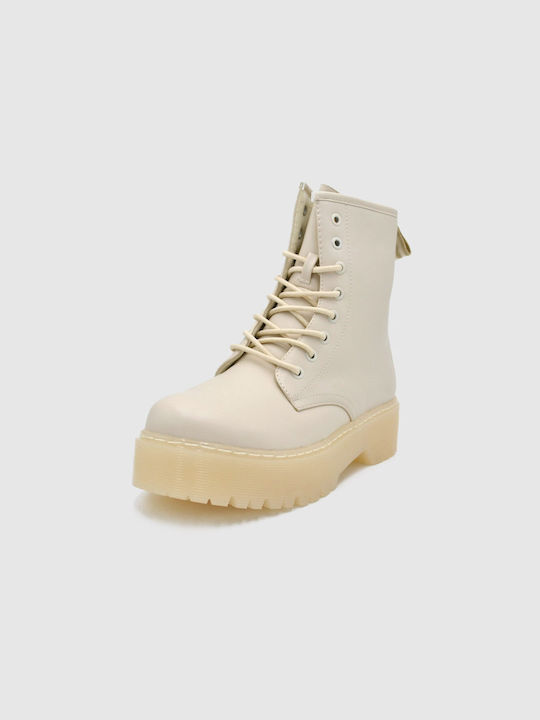 Joya Women's Combat Boots Beige