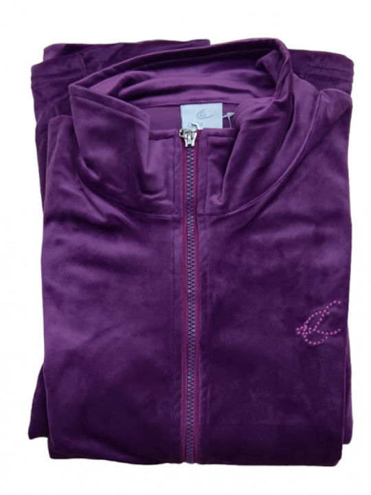 Lydia Creations Winter Women's Pyjama Set Velvet Purple