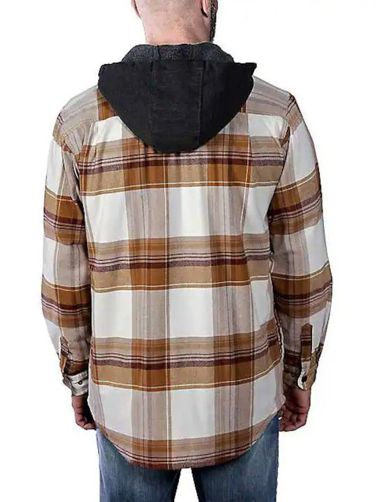 Carhartt Men's Shirt Overshirt Long Sleeve Flannel Checked Brown