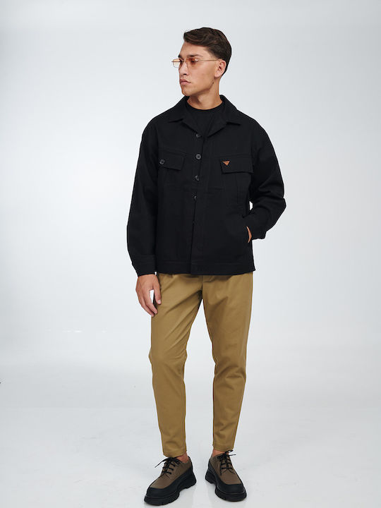 Langärmelig Overshirt in Normale Passform Schwarz