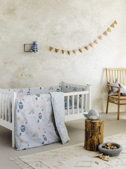 Nima Cotton Baby Quilt Happy Pingui 100x140cm Light Blue
