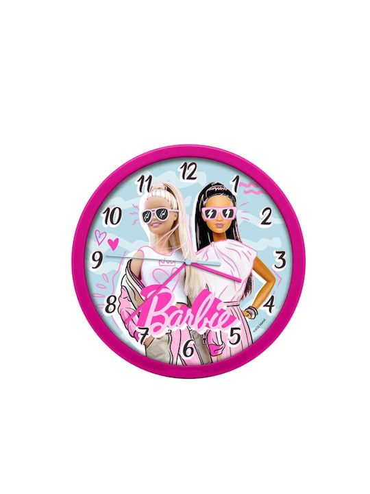 Kids Euroswan Kids Wooden Wall Clock Barbie Fashion 24.5x24.5cm