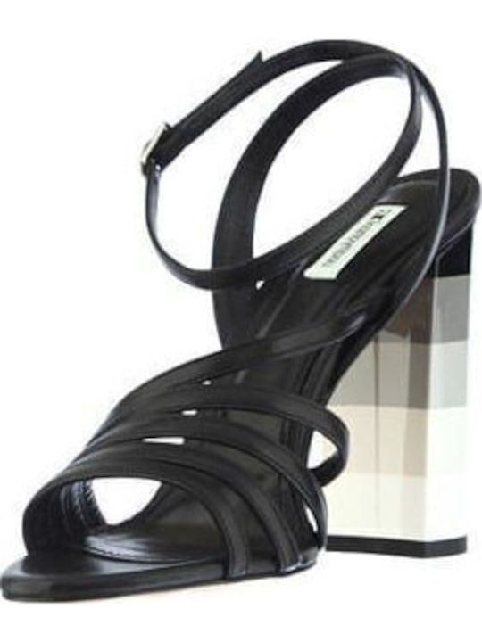 Leder Damen Sandalen in Schwarz Farbe