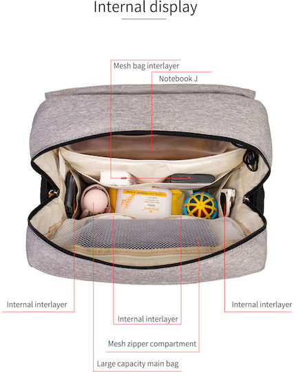 Lequeen Diaper Bag Gray 38x22x46cm.