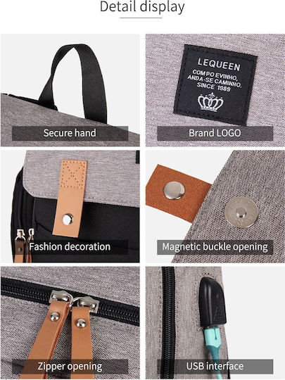 Lequeen Diaper Bag Gray 38x22x46cm.