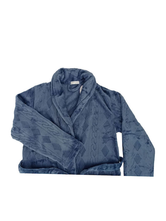 Lovelx Homewear Men's Winter Fleece Pajama Robe Blue