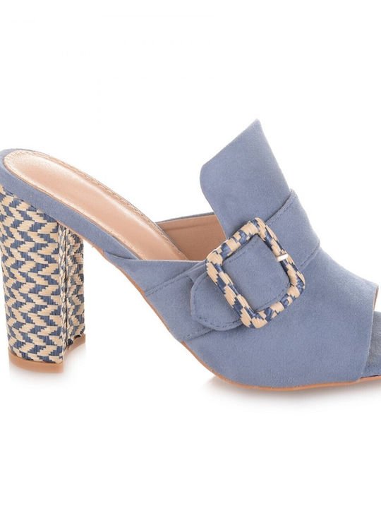 Sushi's Closet Mules mit Chunky Hoch Absatz in Blau Farbe