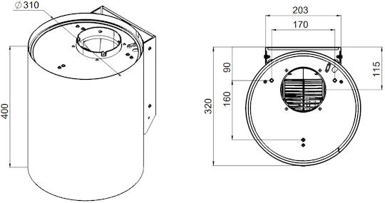 Maan Elba Mini WPB 431 Απορροφητήρας Νησίδα 31cm Κίτρινος