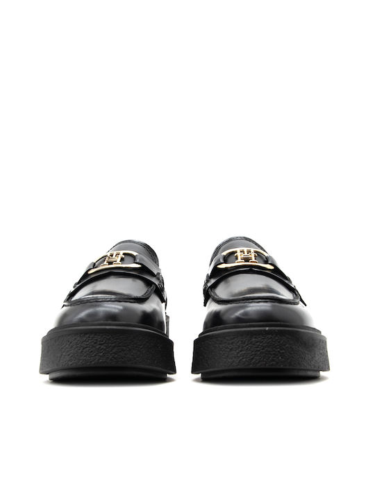 Leather Women's Loafers in Black Color