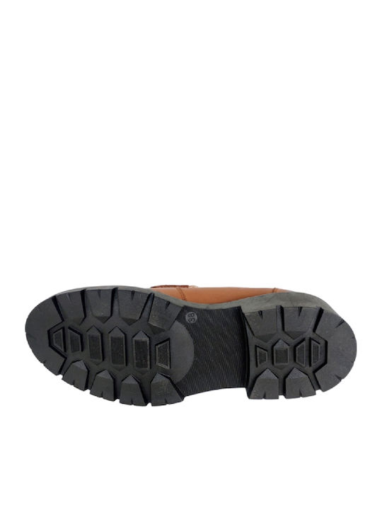 Leather Women's Loafers in Tabac Brown Color