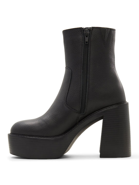 Leder Damen Stiefeletten Schwarz