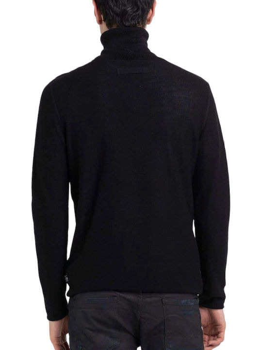 Replay Men's Long Sleeve Blouse Turtleneck Black