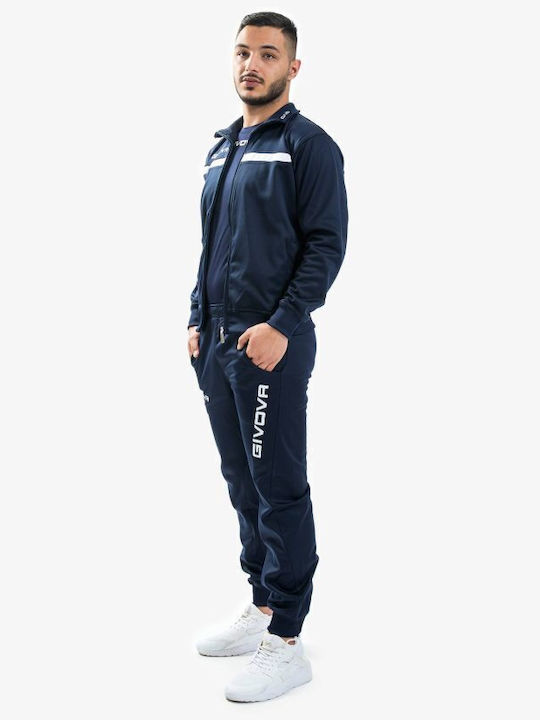 Tuta One Football Tracksuit Glossy with Elastic Navy Blue