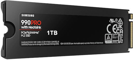 Samsung 990 PRO With Heatsink SSD 1TB M.2 Type With PCI Express 4.0 Connection And Heatsink PS5 Compatible MZ-V9P1T0GW