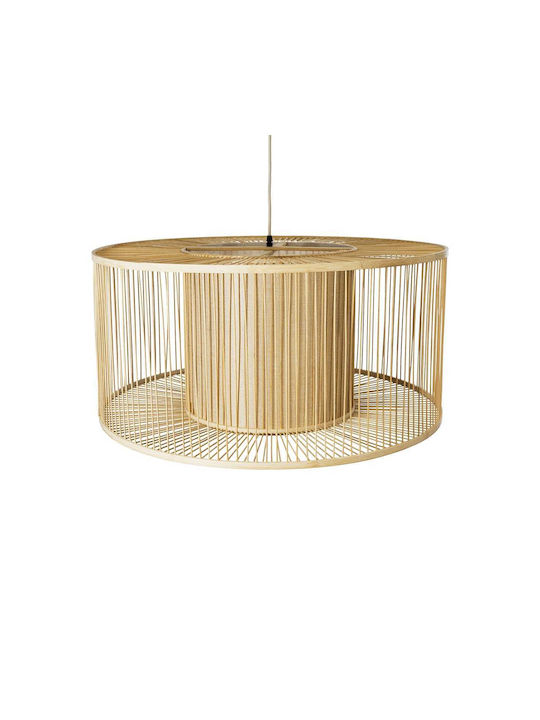 GloboStar Hibiscus Hanging Ceiling Light Beige Boho Grid with E27 Socket 80x38x38cm
