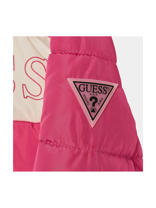 Guess Jachetă casual pentru copii Lung cu căptușeală și glugă Fuchsia