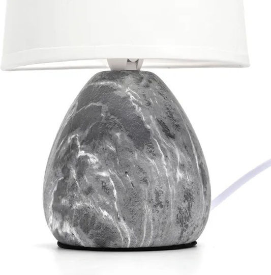 Aigostar Ceramic Table Lamp for Socket E14 with White Shade and Gray Base