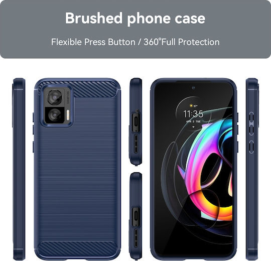 Neo Brushed Texture Carbon Fiber Задна корица Силикон Син (Motorola Edge 30)