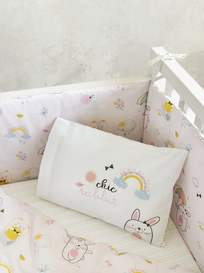 Nima Сет Бебешка Долен Калъф с Калъфка за Възглавница Chic Rabbit Розов 110x145см. Nima Сет Бебешка Долен Калъф с Калъфка за Възглавница Chic Rabbit Розов 110x145см.