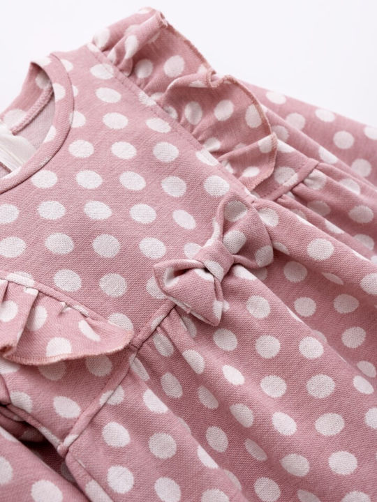 Funky Kids Dress Polka Dot Long Sleeve Pink