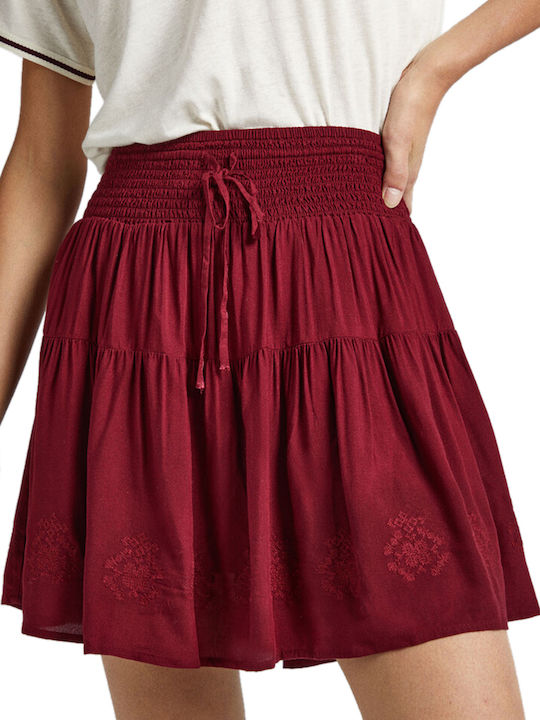 Francina Denim Mini Rock Burgundisch