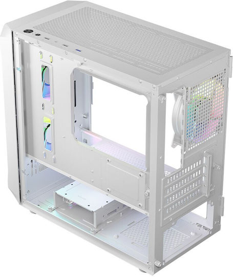 Logic Portos ARGB Gaming Mini Tower Computer Case with White Side Window