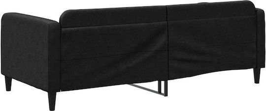 Sofa Bett Einzelbett Mit Stoff bezogen Schwarz mit Latten für Matratze 90x200cm