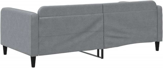 Canapea Pat Single Gri cu Lamele pentru Saltea 100x200cm