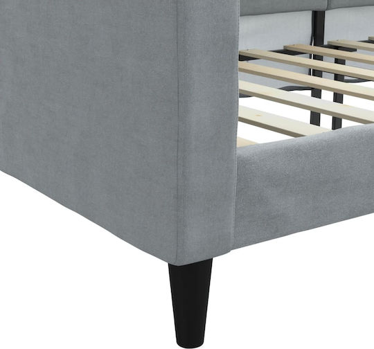 Canapea Pat Single Gri cu Lamele pentru Saltea 100x200cm