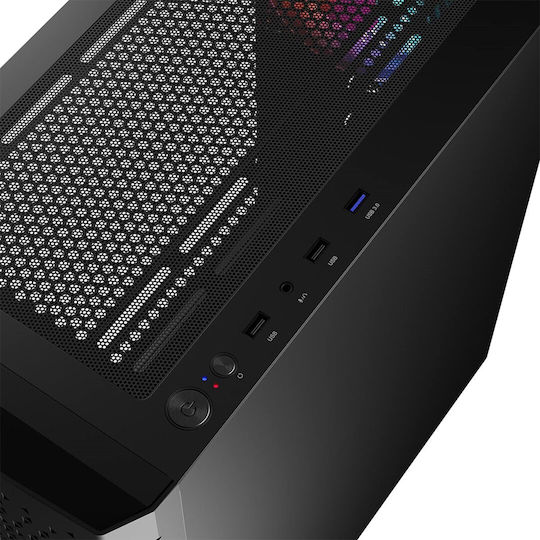 Logic Aramis ARGB Геймърско бюро Midi Tower Компютърна кутия със страничен прозорец Черен
