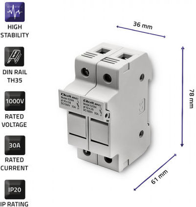 Qoltec Ρελέ Ράγας Ισχύος 30A Διπολικό με Τάση 1000V