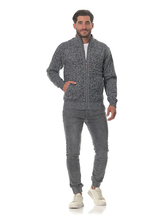 G Secret Men's Fleece Cardigan with Zipper Black