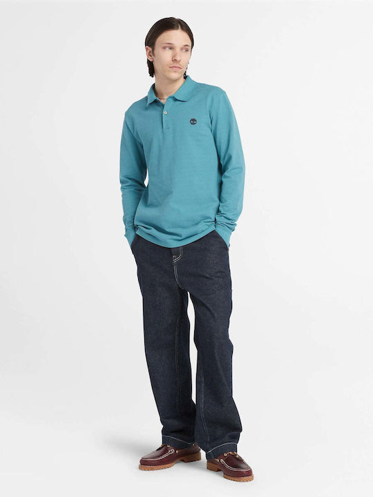 Timberland Men's Long Sleeve Blouse Polo Petrol Blue