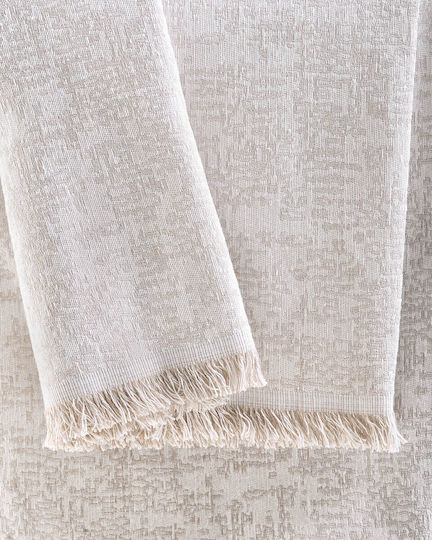 Rythmos Totem Sofa Throw 2 Seater 2 Sides Jacquard 180x240cm Ecru