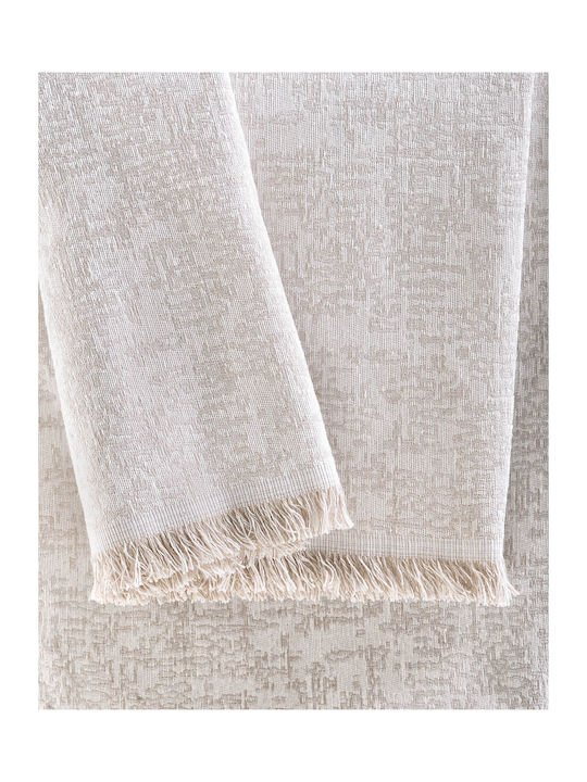 Rythmos Totem Three-Seater Sofa Throw 2 Sides Jacquard 180x280cm Ecru