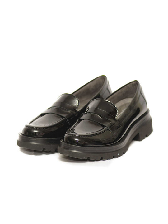 Pitillos Lackleder Damen Loafers in Schwarz Farbe