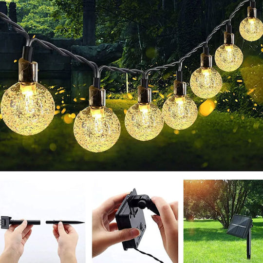 Hängend Solarleuchte Girlande Warmes Weiß mit Fotokontakt