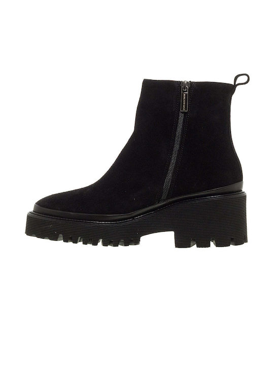 Wildleder Damen Knöchelstiefel Schwarz