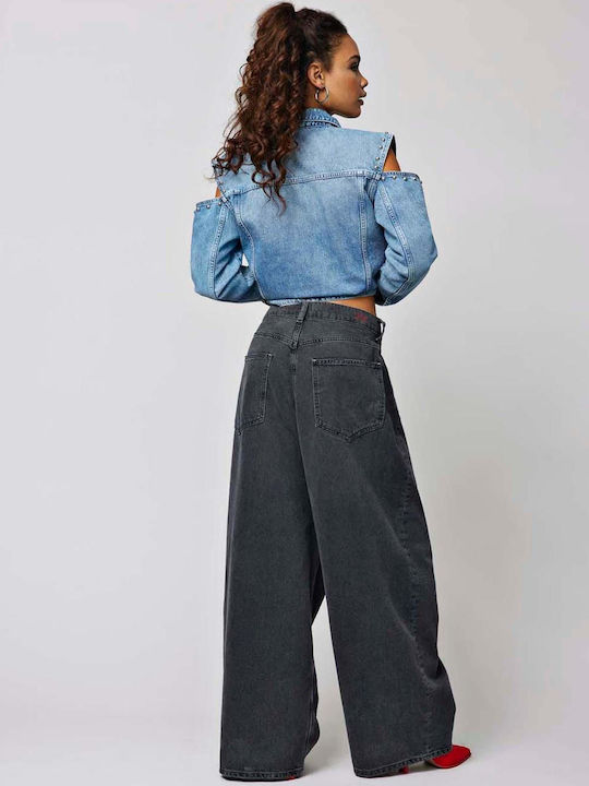 Only Women's Jean Trousers in Wide Line Black