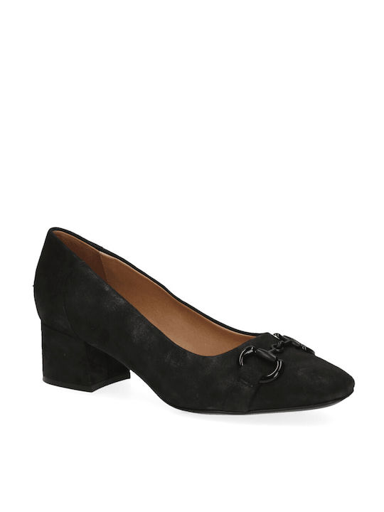 Caprice Suede Black Medium Heels