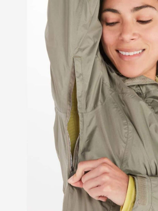 Precip Eco Κοντό Γυναικείο Puffer Μπουφάν Αδιάβροχο για Χειμώνα Πράσινο
