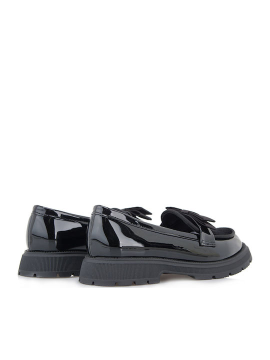 Girls Patent Leather Moccasins Black