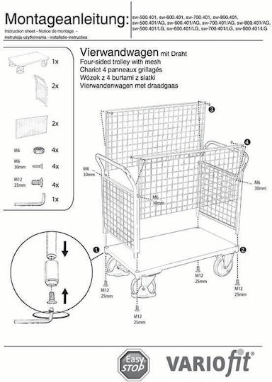 Variofit Transport-Wagen for Load Weight up to 500kg in Gray Color