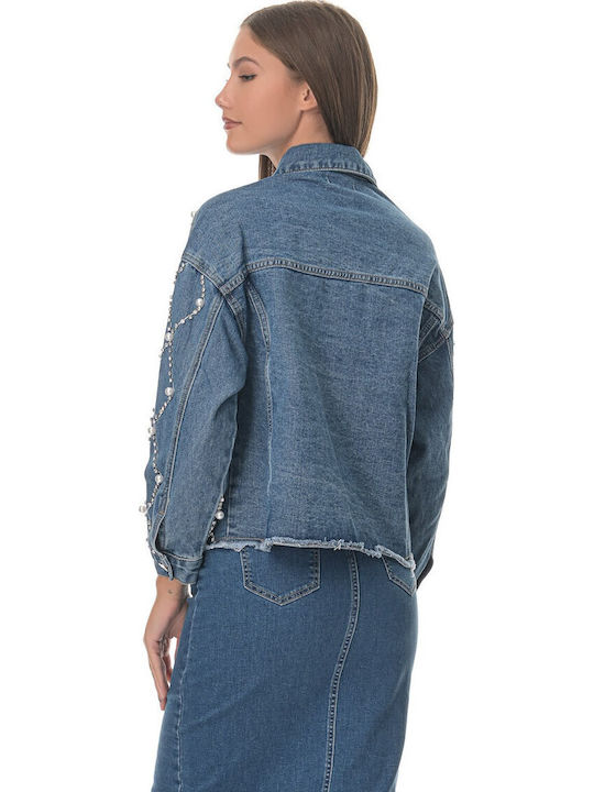 Kurz Damen Jeansjacke Blau