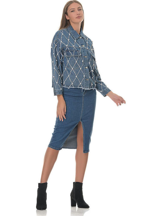 Kurz Damen Jeansjacke Blau