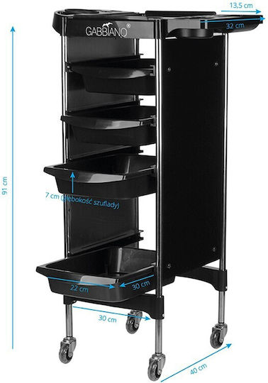 Gabbiano Hair Salon Maintenance Cart with 4 Drawers