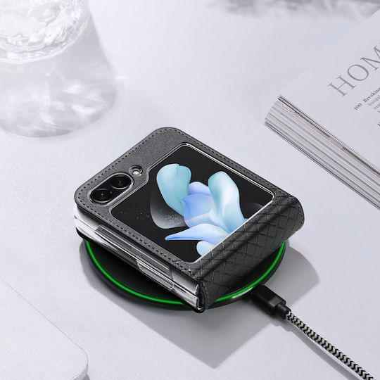 Dux Ducis Bril Back Cover Synthetic Leather Magnetic Black (Galaxy Z Flip5)