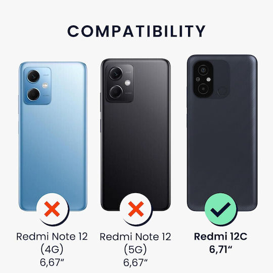 KWmobile Rubberized Umschlag Rückseite Silikon Schwarz (Redmi 12C)